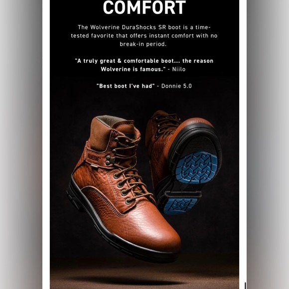 Wolverine durashocks direct attach leather work soft toe boots 9.5 main image 8